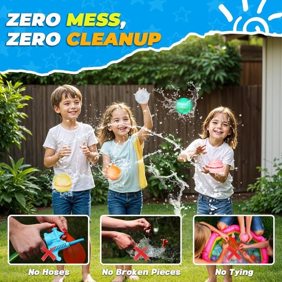 Reusable Water Balloons with Mesh Bag, Latex-Free Silicone Quick Self-Sealing Wa - Picture 5 of 7